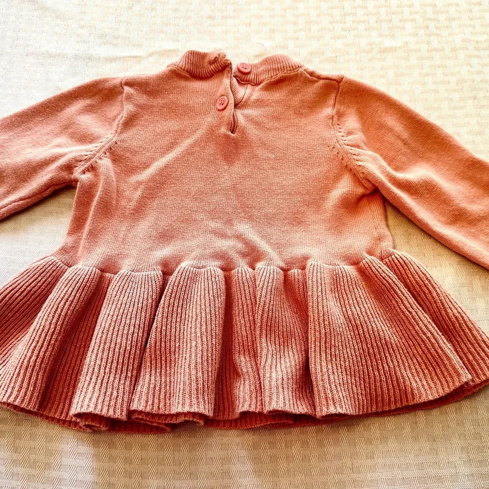 Laura Ashley Girls Sweater Dress 2T –‎ Dusty Rose Bow Knit Winter Holiday Outfit
